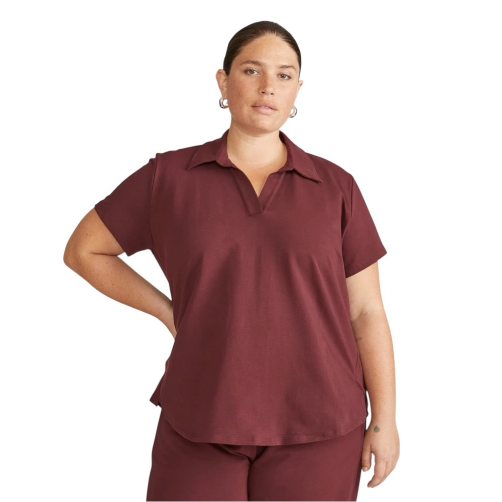 Universal Standard Varsity French Terry Burgundy Top Size 3XL